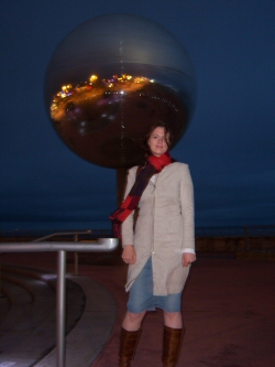 Photo - Sarah Myerscough (me) by the Glitter Ball on Blackpool Promenade