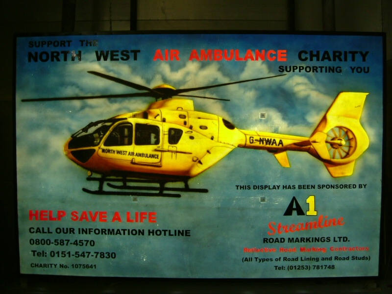 Photo - Testing the lighting on the Air Ambulance sponsorship board - Air Ambulance 2006 - Blackpool Illuminations Gallery - © Sarah Myerscough