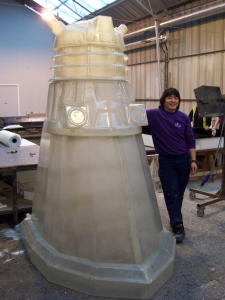 Photo - Dalek Road Feature (3 of 7) - Fibreglassed Dalek with creator Shoichi Yasuda - Dr Who 2008 - Blackpool Illuminations Gallery - © Sarah Myerscough