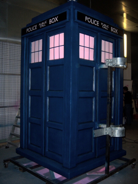 Photo - Tardis Road Feature - Completed feature lit and showing steel frame - Dr Who 2008 - Blackpool Illuminations Gallery - © Sarah Myerscough