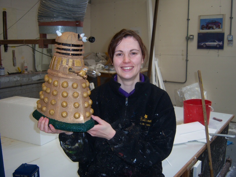 Photo - Sarah Myerscough (Me) with finished Dalek Maquette - Dr Who Maquettes 2007 - Blackpool Illuminations Gallery - © Sarah Myerscough