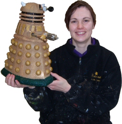 Photo - Sarah Myerscough (me) with Dr Who Dalek maquette made for Blackpool Illuminations