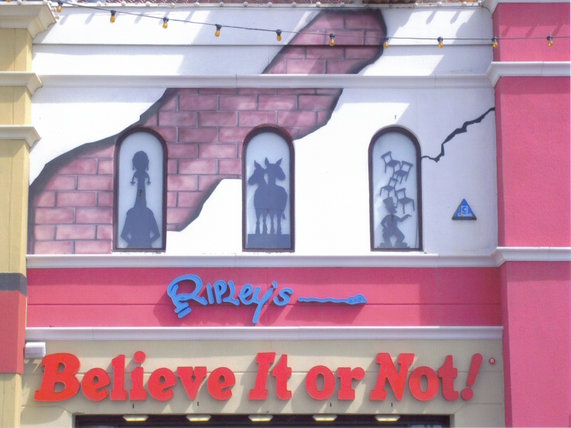 Photo - The finished cutout silhouettes installed in Ripley\'s windows on Blackpool promenade - Frontage Decor (Ripley's Believe It or Not!) - Blackpool Pleasure Beach Gallery - © Sarah Myerscough