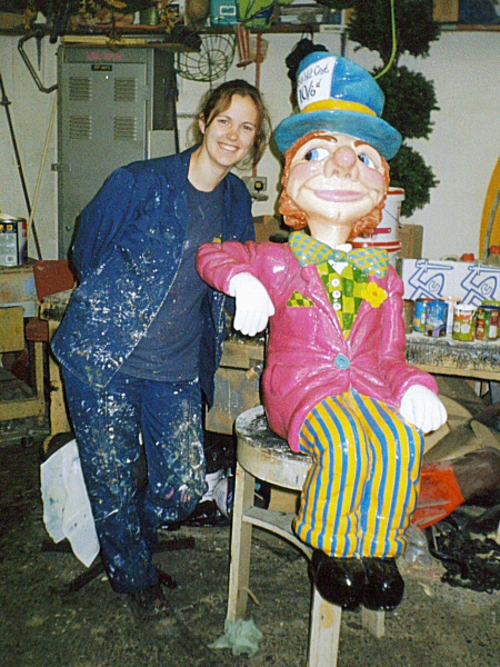 Photo - Sarah Myerscough (me) with the finished Mad Hatter - Mad Hatter (Alice in Wonderland Ride) - Blackpool Pleasure Beach Gallery - © Sarah Myerscough