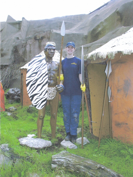 Photo - Sarah Myerscough (me) and an African tribesman on location along the route of the Pleasure Beach Express train ride - Various Repair and Repaint Jobs - Blackpool Pleasure Beach Gallery - © Sarah Myerscough