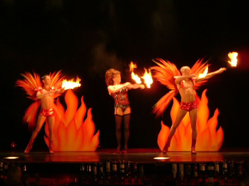 Photo - Wooden painted flames (with some real flames!) - Funny Girls 2006 - Misc Works Gallery - © Sarah Myerscough
