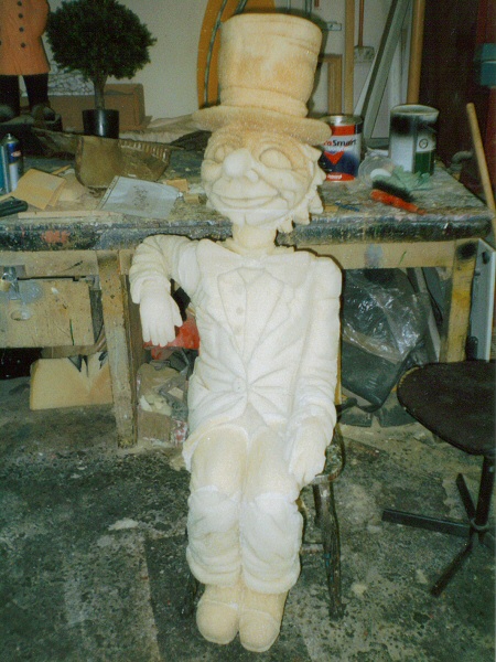 Photo - Fibreglassed carving ready for painting - Mad Hatter (Alice in Wonderland Ride) - blackpool pleasure beach gallery - © Sarah Myerscough